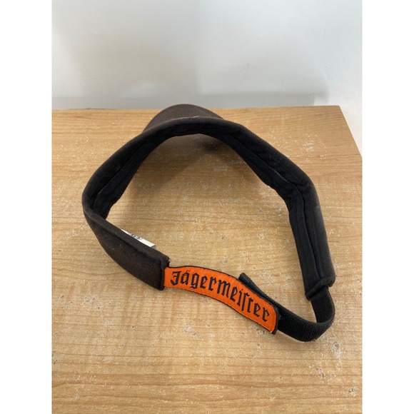 Jagermeister Sun Visor Hat Black Orange Embroidered Stag Logo Adjustable Cotton - Picture 3 of 5